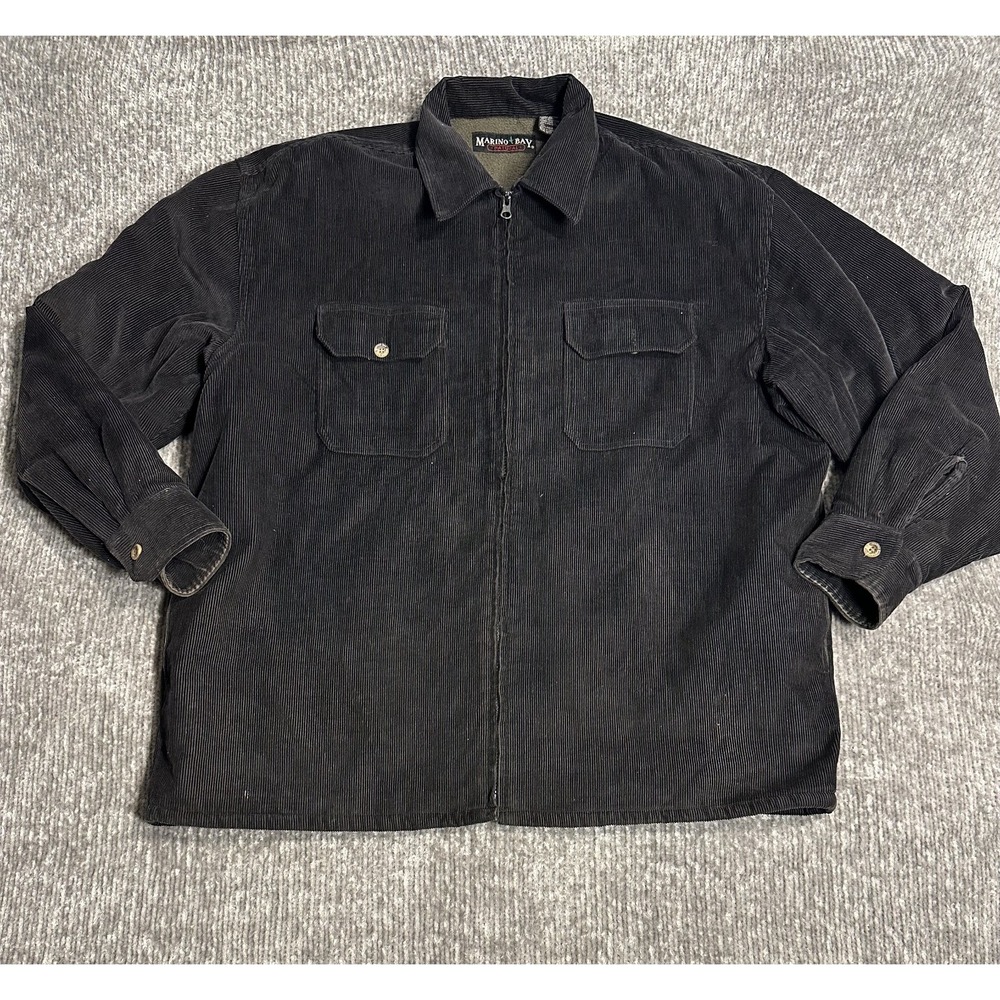 Marino Bay Natural Mens Corduroy Button Jacket Fleece Lined Barn Chore XL